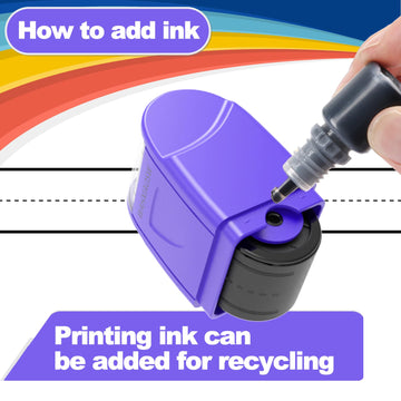 Handwriting Lines Stamp Roller Self-Inking Line Rolling Stamps Handwriting Practice Tool For Teachers Kids Kindergarten (Pink+Purple)