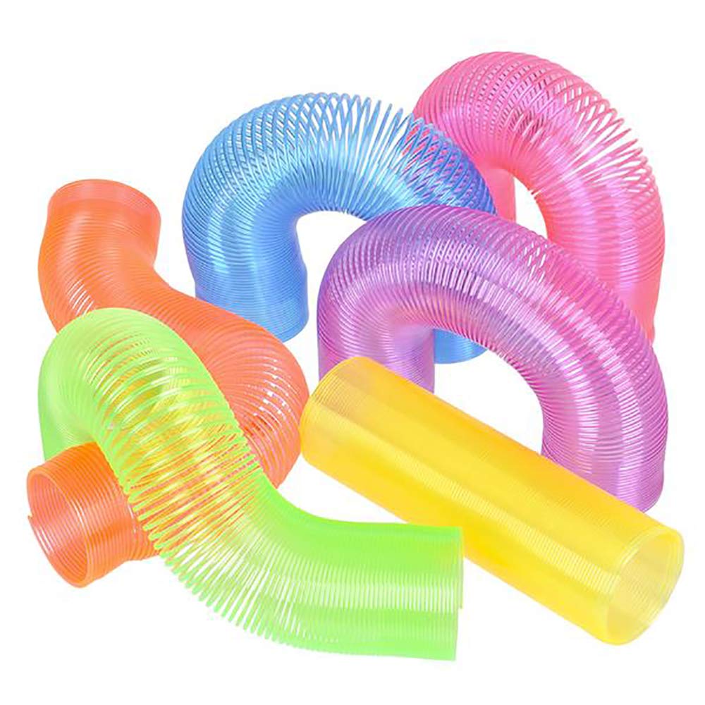 The Dreidel Company Plastic Coil Spring, Super Long, Variety Of Colors, Goody Bag Fillers, Party Favor For Kids, 4'' (12-Pack)