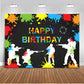 Mocsicka Paintball Backdrop Happy Birthday Party Paintball Theme Decoration Background Colorful Splash Shooting Game Happy Birth