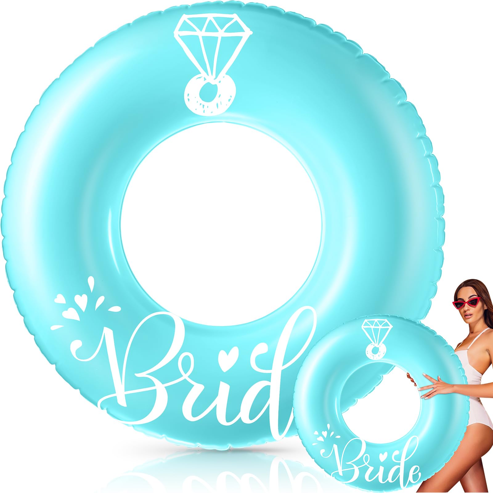 Motionchic Bridal Ring Pool Float 47.24'' Bachelorette Pool Floats Beach Bachelorette Party Decor Inflatable Bride Swimming Tube