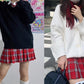 Beautifulfashionlife Women'S Japan School Plain Solid Pleated Costumes Skirts (M,Red White)