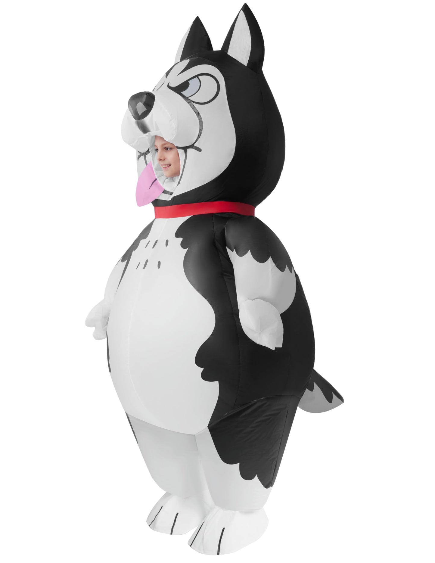 Spooktacular Creations Kids Husky Inflatable Costume, Medium Gray Polyester Full Body Dog Suit for Halloween Cosplay Parties