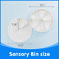 Odoorgames Large Round Sensory Bin with Lid, White Plastic, Includes 6 Removable Storage Dividers, Ideal for Toddler Play and Education