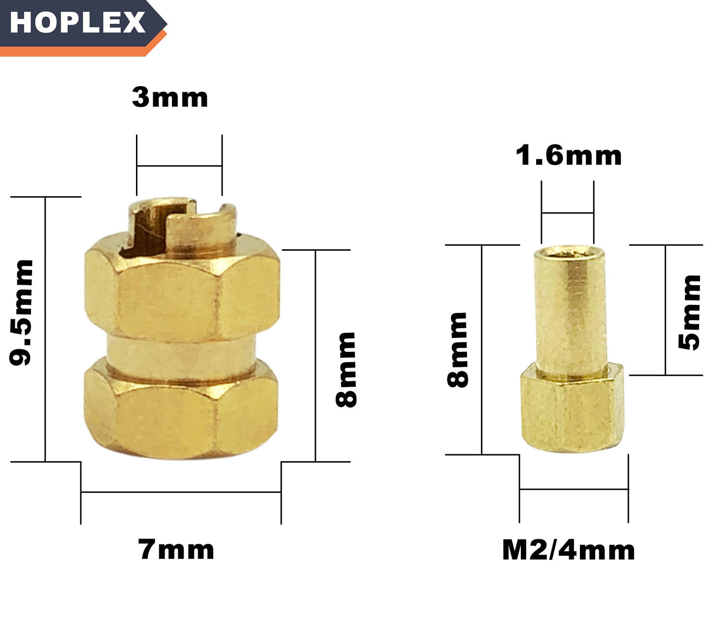 HOPLEX Brass 7mm RC Wheel Hex Hub Spacer with 9.5mm Offset Extension 4Pcs Hex Drive Adapter for AXIAL SCX24 Upgrades Accessories
