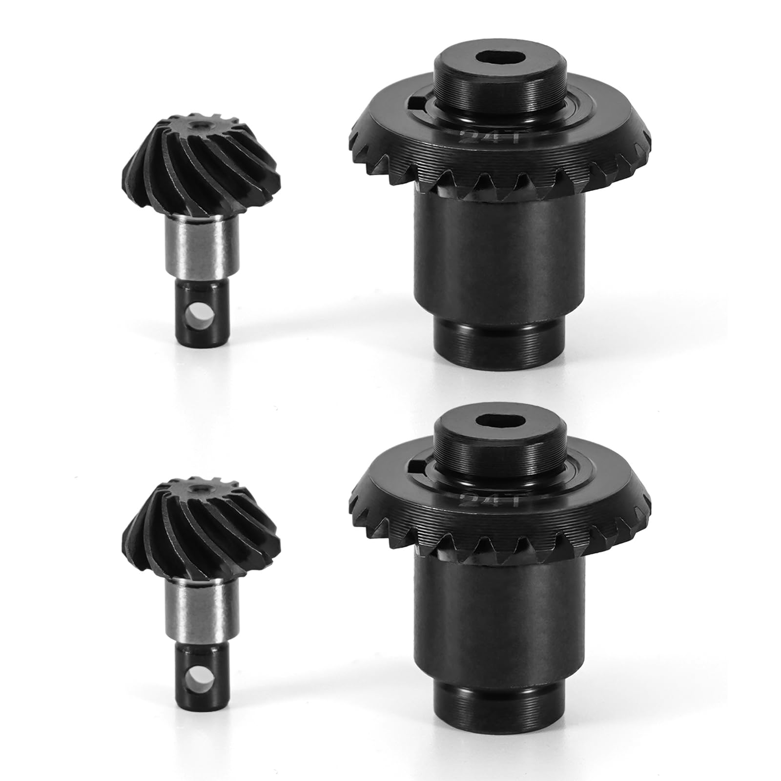 INJORA 12/24T Steel Alloy Stock Axle Gear Set for 1/24 RC Crawler FMS FCX24 FCX18 Upgrade, 2 Sets
