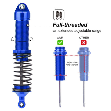 HobbyPark Aluminum Shocks for Arrma 1/10 Granite 4x4 Bigrock Senton Typhon 3s 6s Blx Shock Absorber Assembled Front & Rear, Repl