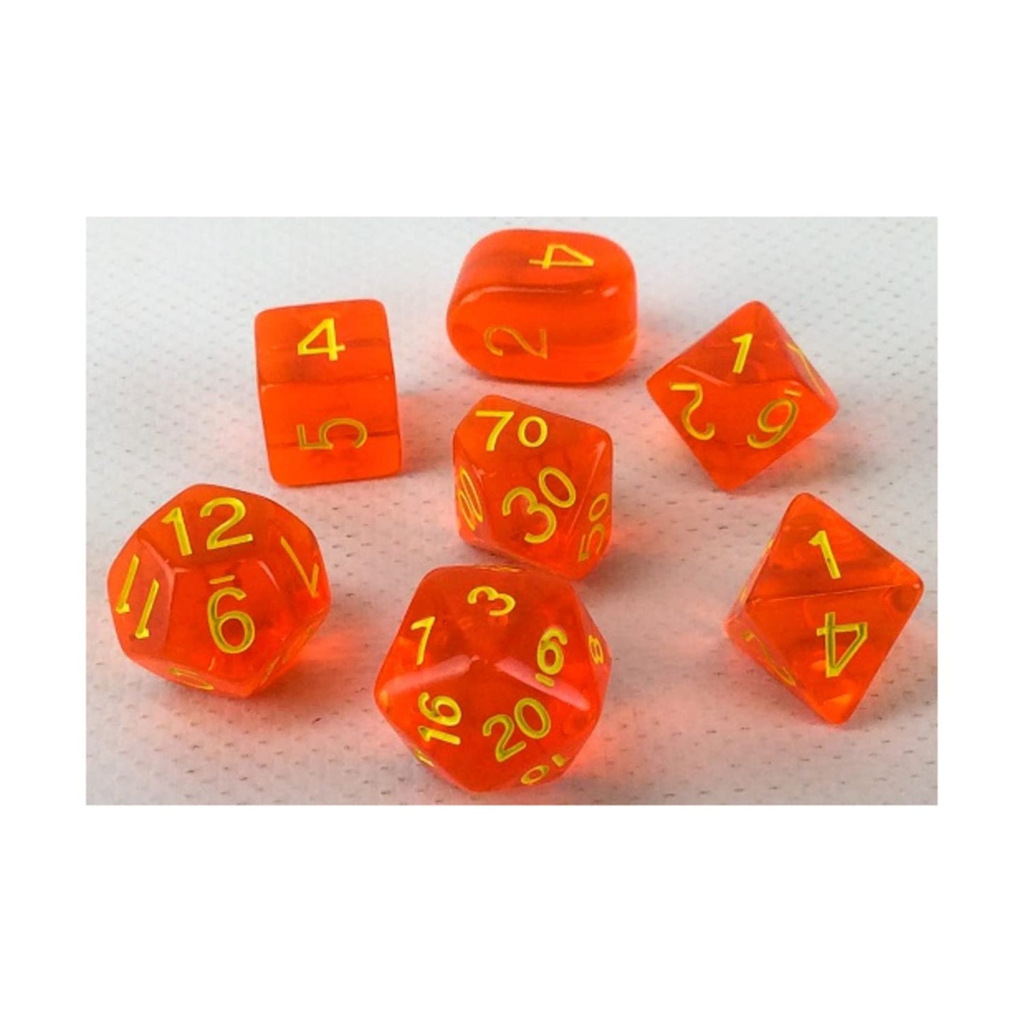 Role 4 Initiative Polyhedral Dice - Translucent Blood Orange W/Yellow And Arch'D4 (7)