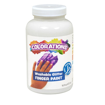 Colorations® White Washable Glitter Finger Paint, 16Oz, Paint, Washable Paint, Finger Paint, Kids Paint, Washable Paint For Kids, Finger Paints For Toddlers Non-Toxic, Tempera Paint, Toddler Paint