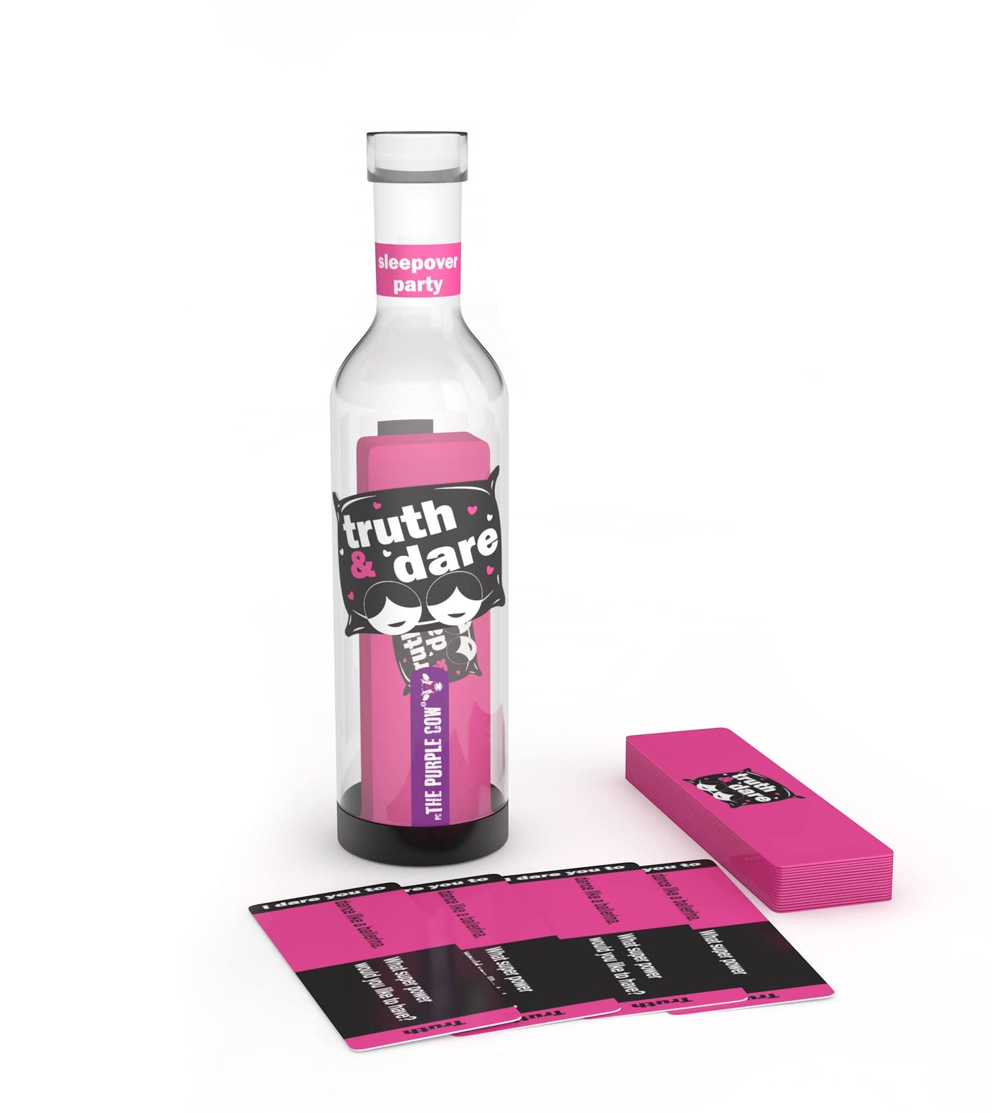 The Purple Cow Sleepover Party Truth & Dare Card Game - Fun Silly Dares, Cardboard, Purple, Model 149