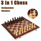 Chess Set,Folding Storage Wooden Chess Board Sets,17' Wooden Chess,3 In 1 Chess Board Game For Adults And Kids (Chess,Backgammon,Checkers)