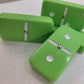 Marion Domino Double 6 Lime Green Jumbo Tournament Professional Size With Spinners In Elegant Black Velvet Case.