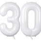 40 Inch White 30 Number Balloons, Jumbo Foil Balloons For 30Th Birthday Party Decorations Supplies / 30Th Anniversary Event