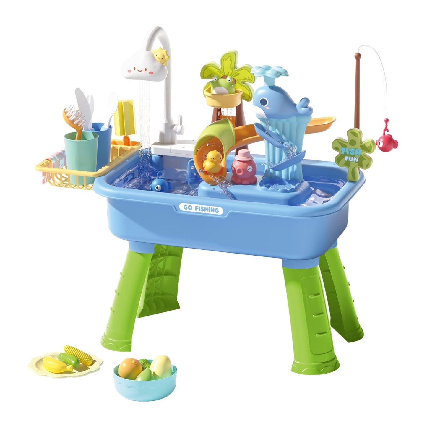 Ecomistiq43 Pieces Kitchen Play Toys Sensory Cooking Food Accessories Kitchen Playset Blue|Baby|Toys For Baby|Developmental Baby