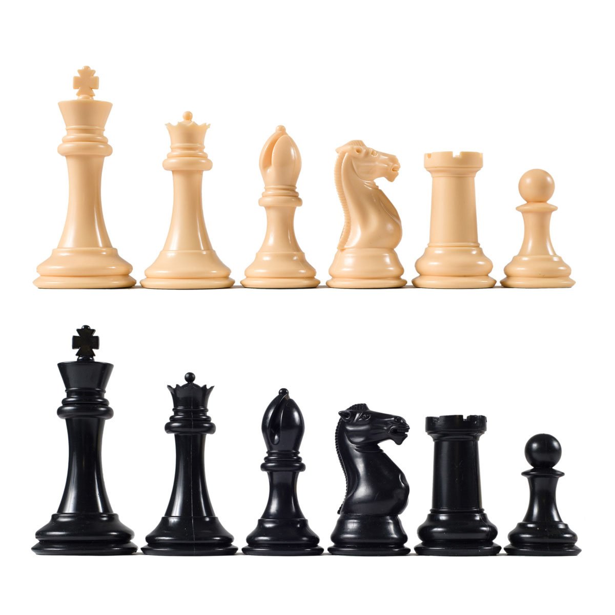 Wholesale Chess Quadruple Weighted Chess Pieces And Vinyl Board - Natural/Black Pieces - Black Board