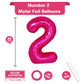 40 Inch Giant Hot Pink Number 2 Balloon, Helium Mylar Foil Number Balloons For Birthday Party, 2Nd Birthday Decorations For Kids