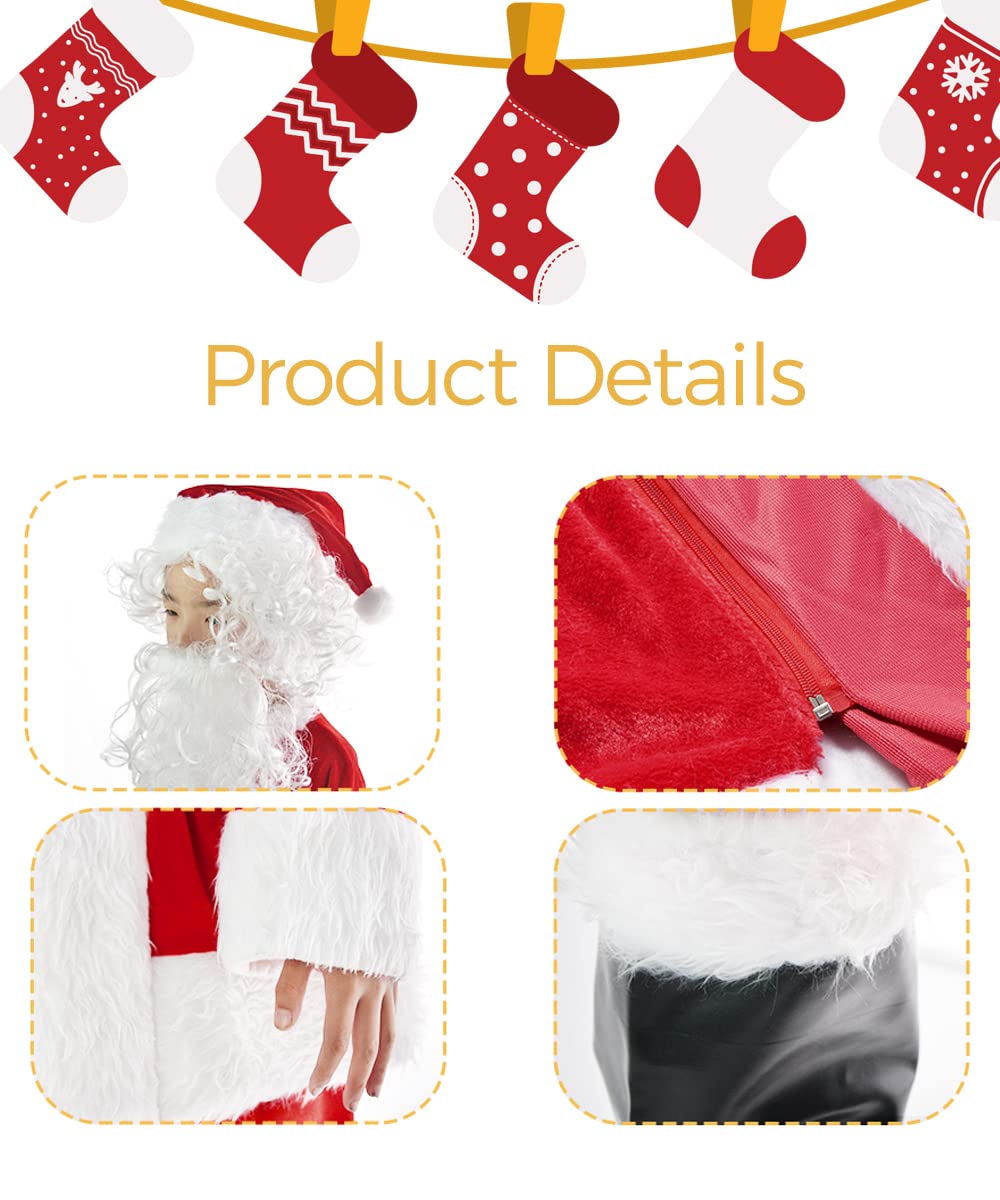 Bervyosw 9 Pcs Boys Santa Costume Kids Santa Suit Coat Toddler Grinch Costume Youth Santa Jacket Outfit For Halloween Christmas
