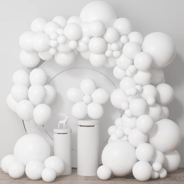 Matte White Balloons Cream Latex Balloon 5 10 12 18Inch Different Sizes 103Pcs White Balloons Kit For Kids Birthday Party Decoration Baby Shower Wedding Annversary Holiday
