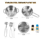 WoodenEdu Kids Play Kitchen Toys, Stainless Steel Kitchen Utensils, Pretend Play Kitchen Accessories, Montessori Learning Toy fo