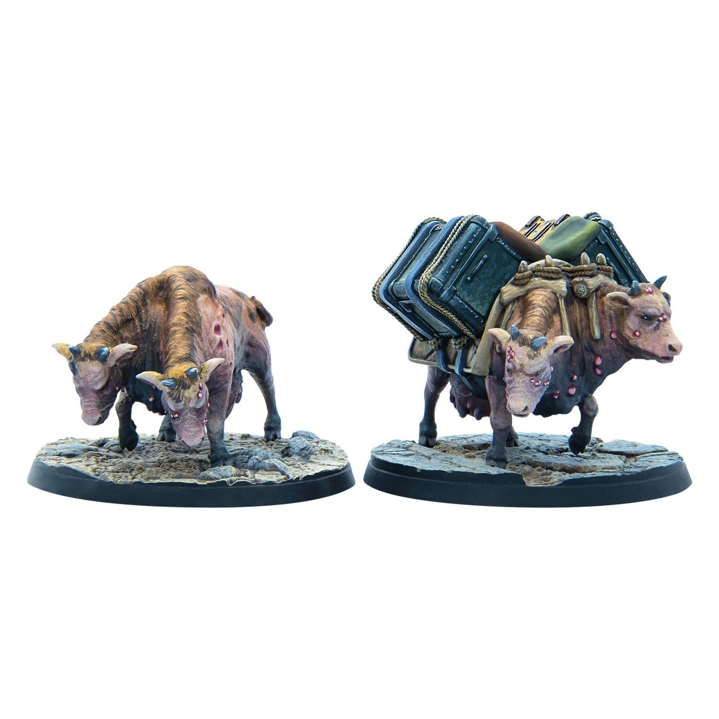 Modiphius Entertainment: Fallout: Wasteland Warfare - Creatures: Brahmin Herd - 2 Figures, 32Mm Unpainted Resin Rpg Miniatures, Commonwealth Wave
