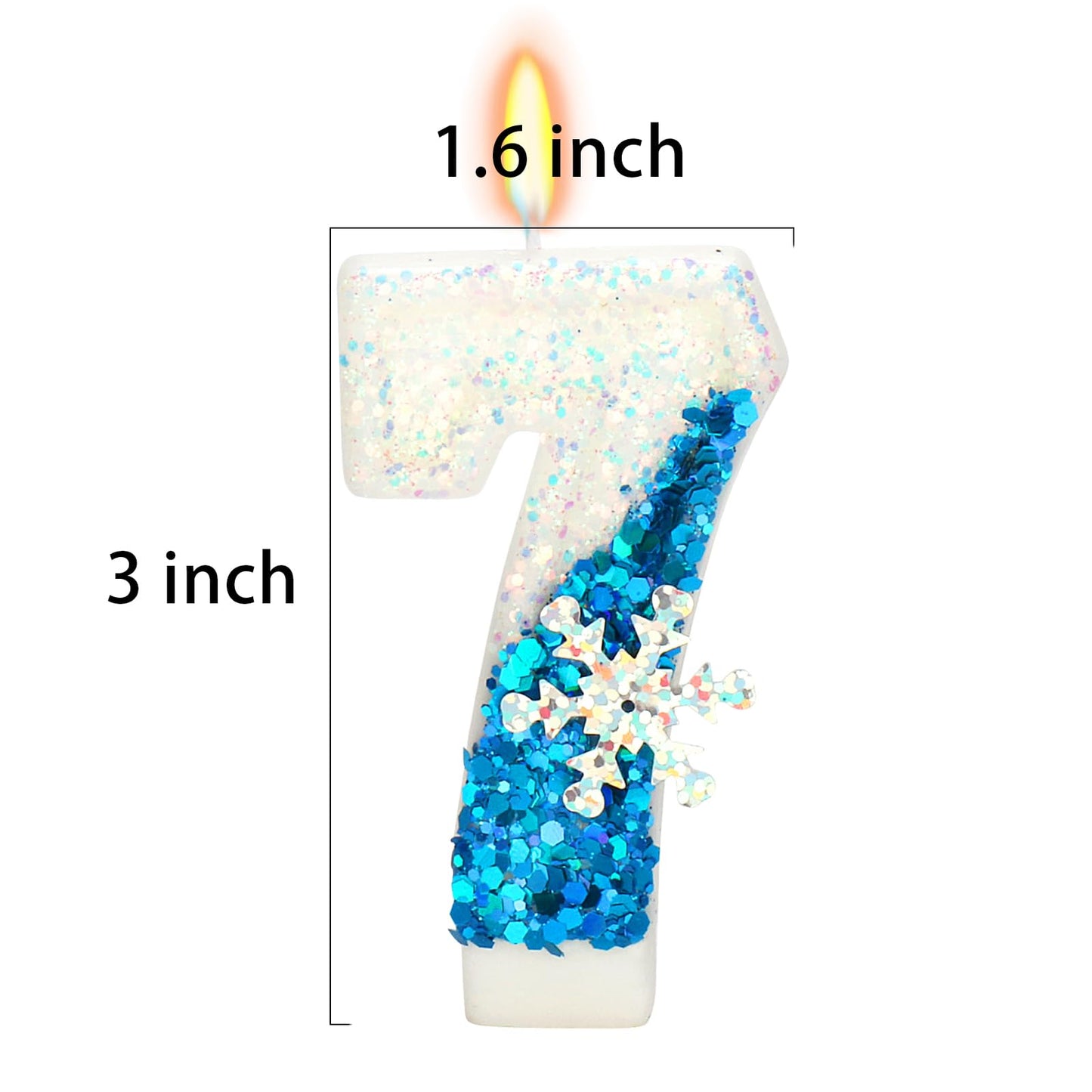 Snow Themed Birthday Candles, 17th Birthday Candle for Party Supplies, Winter Birthday Party Supplies, 2.76 inch Number 17 Candl