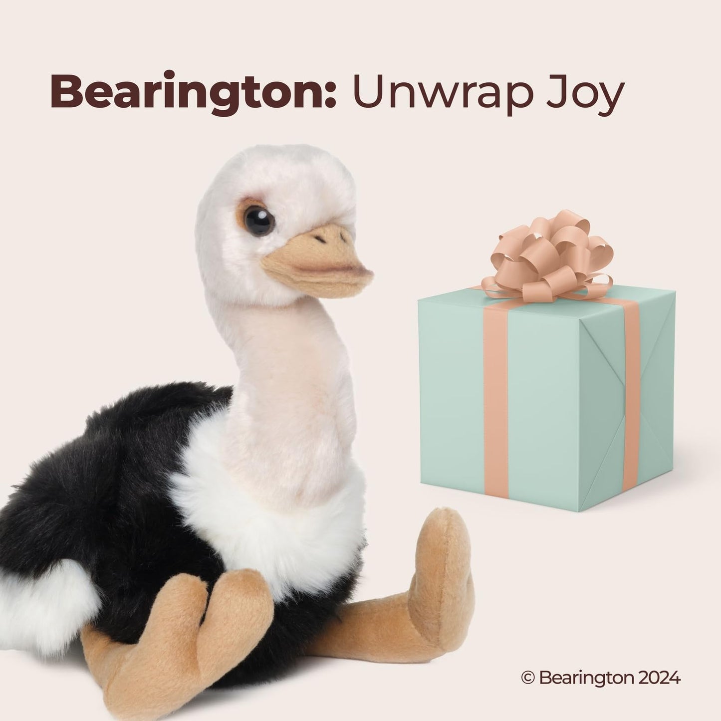 Bearington Ollie Ostrich Plush - 9" Realistic Stuffed Animal with Soft Fur, Floppy Body - Adorable Gift for Kids and Animal Lovers