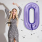 40 Inch Giant Purple Number 0 Balloon, Helium Mylar Foil Number Balloons For Birthday Party, Birthday Decorations For Kids, Anni