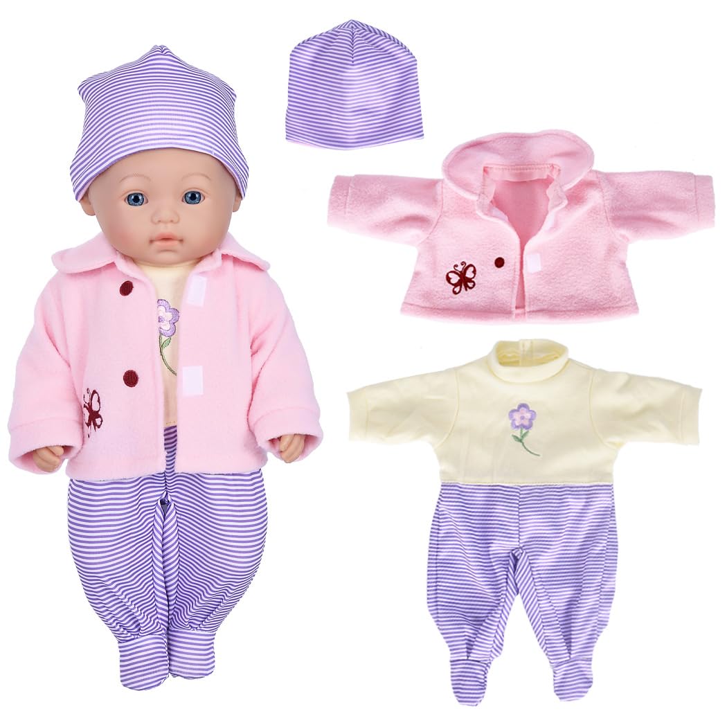 Doll Clothes 3 Set Baby Doll Clothes Fit For 16 To 17 Inch Baby Dolls 15 Inch Dolls(Total 7 Pcs)