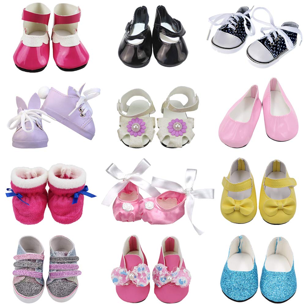 Sotogo 12 Pairs Of 18 Inch Doll Shoes Fits For American 18 Inch Doll Include Sandals Leather Shoes Ballet Shoes
