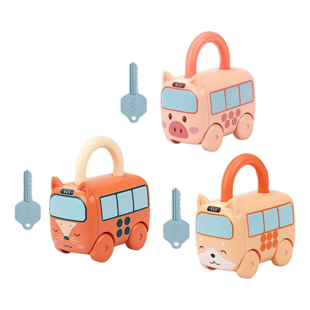 Ilsmysutra Locks And Keys Car Toys Push To Glide Interesting Smooth Montessori Toys Set Style B