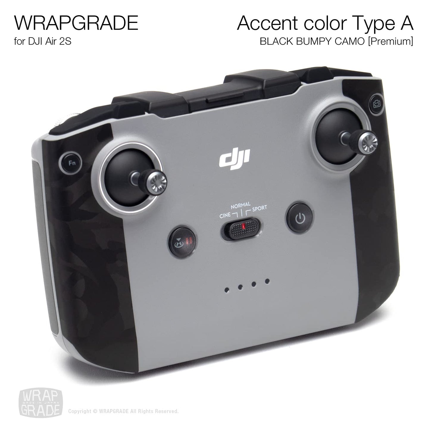Wrapgrade Skin Compatible With Dji Air 2S | Accent Color A (Black Bumpy Camo)