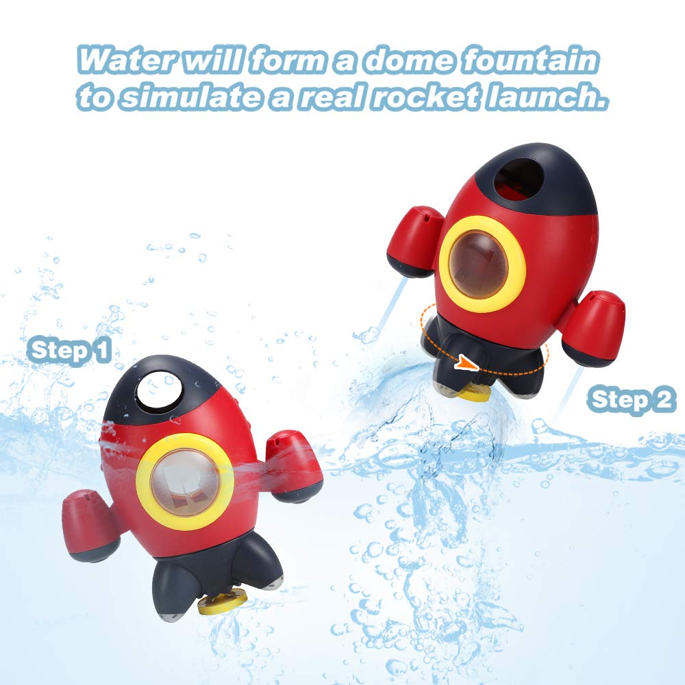 Elovien Bath Toys, Space Rocket Bath Toys For Toddlers 1-3, Spray Water Baby Bath Toys With Rotating Fountain, Shower Bathtub Toys For Toddlers Aged 18 Months 2 3 4 5 Years Old Kids Boys Girls