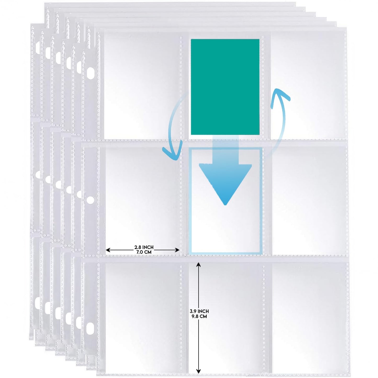 1800 Pockets Trading Card Sleeves  enhanced 9-Pocket 100 Pages  Double-Sided Baseball Binder Sleeves  Protectors Binder Sheets for TCG Card Storage - Fits 3 Ring Binder (100 Sheets)