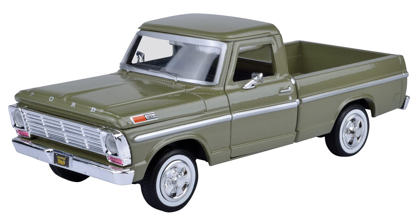 Motor Max 1969 Ford F-100 Pickup, Green - Motormax Premium American 79315-1/24 Scale Diecast Model Car