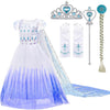 SOTOTOO Elsa Costume Long Sleeves Princess Dress Queen White Costume Cosplay Dress Up with Accessories Halloween (White 2,9-10Ye