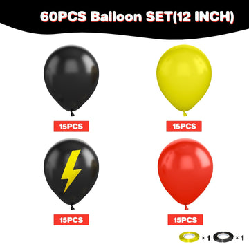 Red Black Yellow Balloon, 60 Pcs 12 Inches Cartoon Game Balloons For Kids Cartoon Theme Party Decorations Birthday Balloons Baby Shower Engagement Party Supplies