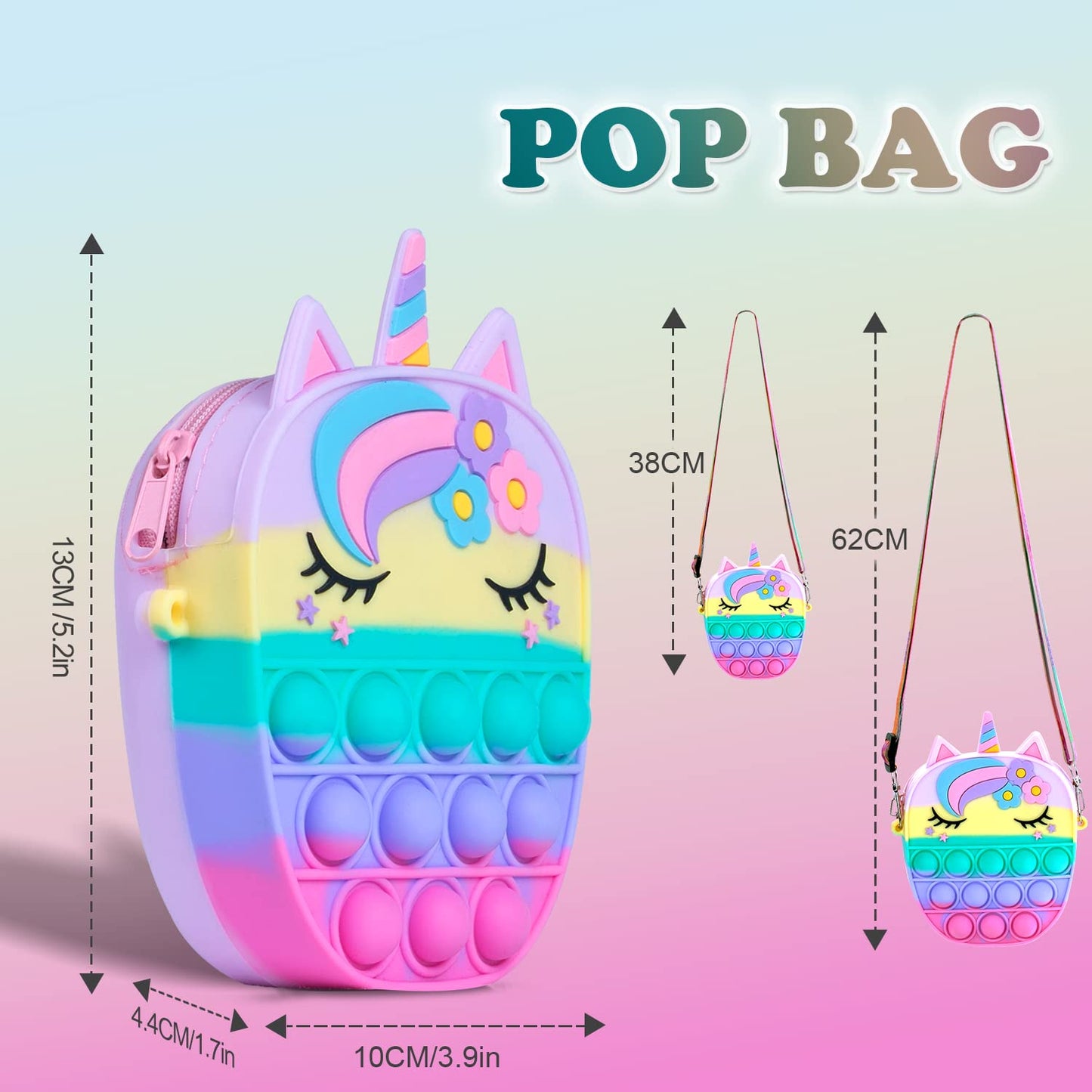 Sichy Pop Bag it Fidget Purse for Girls & Women with Unicorn Pop Toy, Anti Stress Silicone Poppet Bag
