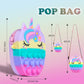Sichy Pop Fidget Bag, Pop Purse for Girl and Women Pop Bag with Unicorn Toy, Anti Stress Silicone Poppet Fidget Shoulder Bag, Be