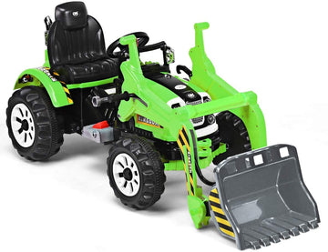 Glacer Ride On Excavator, 12V Battery Powered Digger W/ 2 Speeds, Forward & Backward, Front Loader Bucket, Horn, Safety Belt, El