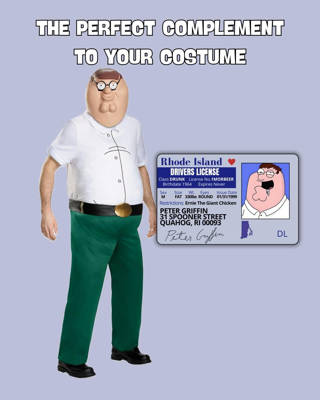 Miami Graphic Solutions Funny Plastic Driver License ID - Peter Griffin | Double Sided Collectible Card for Family Guy Fans