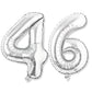 Flyloons 46 number Silver Foil Balloon 16 inch Size Birthday Decoration Items Pack of 2 | 46th Year Balloons | Forty Six