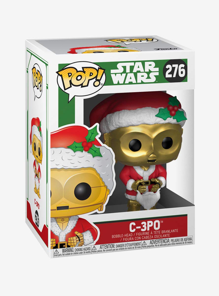 Funko Pop Star Wars Santa C-3PO Collectible Figure, Vinyl, Multicolor, Model 33888