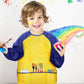 CUBACO Kids Painting Apron - Waterproof Art Smocks, Long Sleeve, 3 Pockets, Size Medium, Blue & Yellow, for Children 3-8 Years