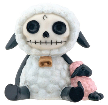 Summit Collection Furrybones Wooolee Signature Skeleton In White Sheep Costume With Small Pink Sheep Doll.