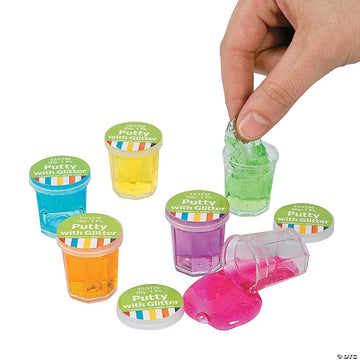 Mini Putty With Glitter - 48 Pack Assorted Neon Color - Birthday, Party Favors, Sensory Stimulation, Ideal For Relaxation, Event