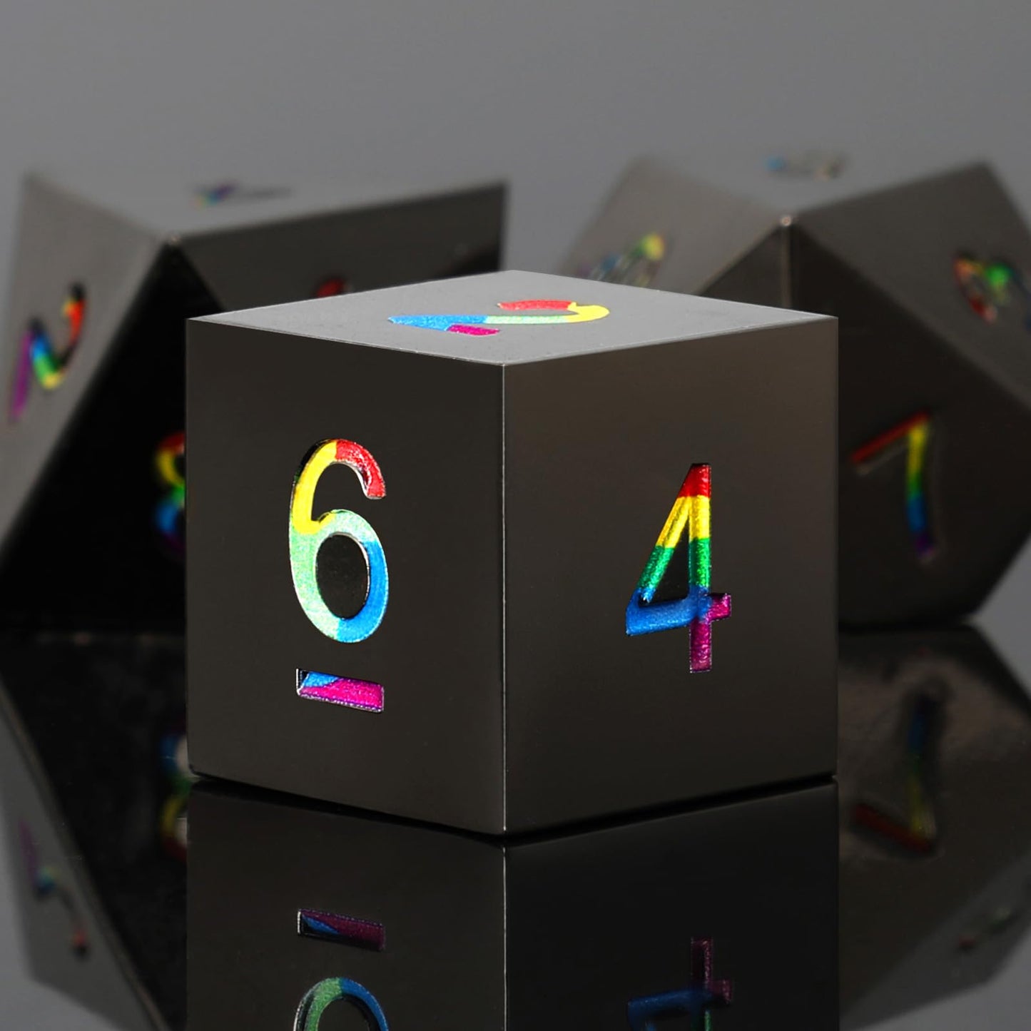 Csitorwwe Rainbow Numbers Dnd Metal Dice,7Pcs Heavy Metal Dice Set,Polyhedral D&D Dice With Gift Case For Dungeons And Dragon Rp