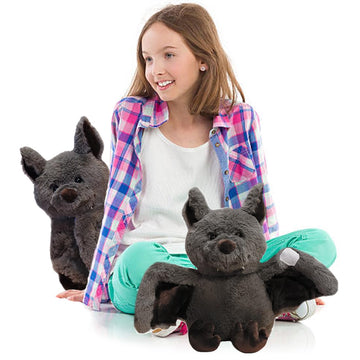 Elainren Furry Gray Bat Plush Toy Realistic Bat Stuffed Animals Toy Crazy Bat Plushie Doll Gifts/9.4''