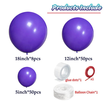 Kawkalsh Purple Balloon Arch Kit 111Pcs 18 12 5 Inch Latex Party Balloons Garland For Birthday Baby Shower Wedding Engagement An