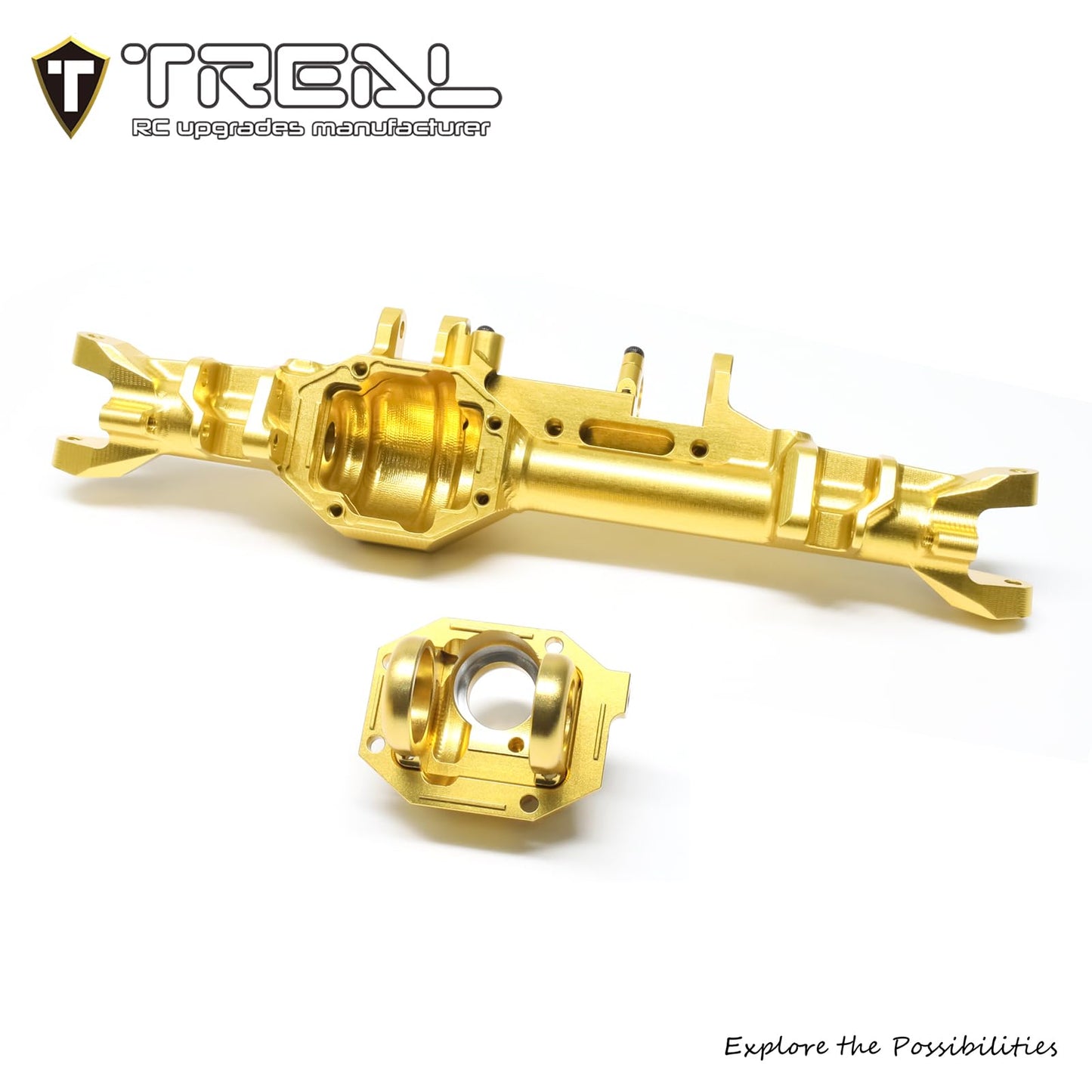 Treal Aluminum 7075 Front Axle Housing Cnc Billet Machined Upgrades For Vanquish Products H10 Optic(Gold)