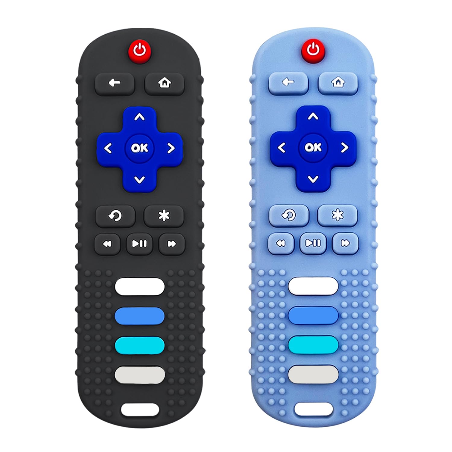 Ersihua 2-Pack Silicone Baby Teething Toys, Tv Remote Teethers For 6-12-18 Months Infant, Fire Remote Shape Toddlers Silicone Te