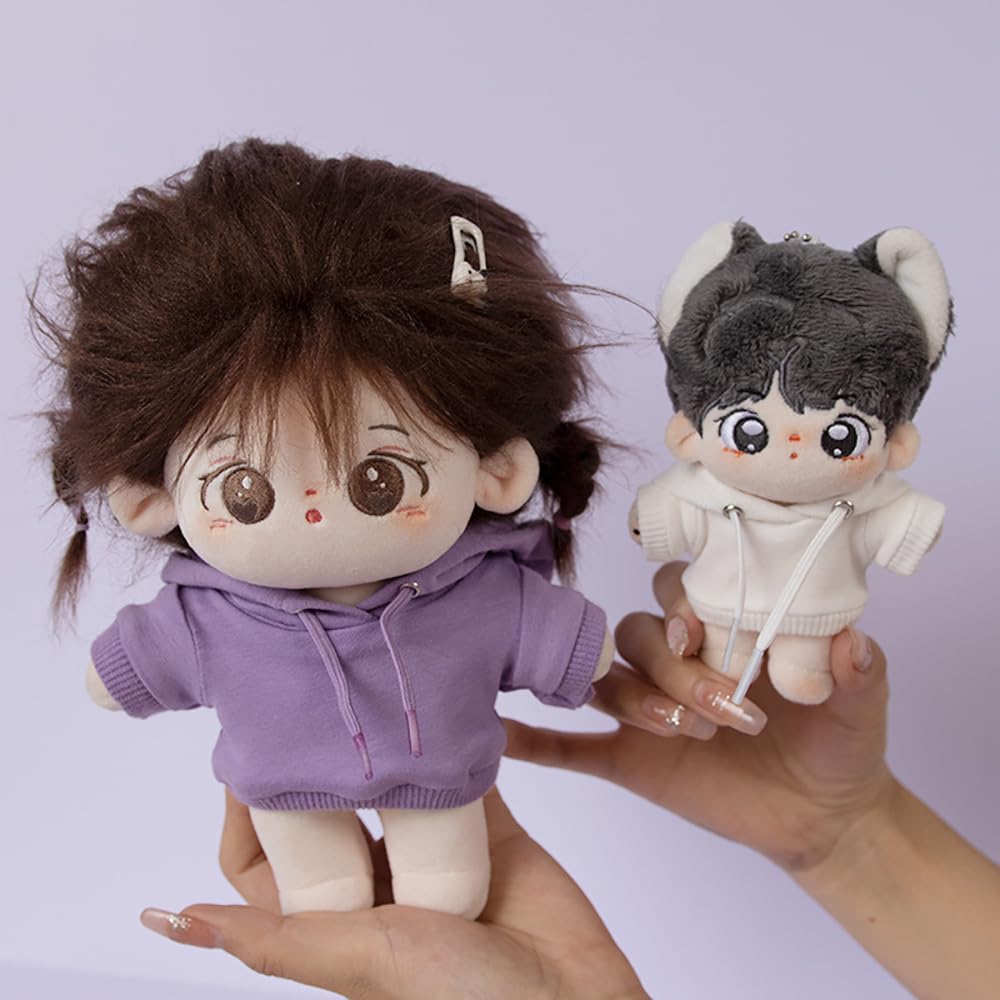 Niannyyhouse 10Cm Plush Doll Clothes Elastic Solid Sportswear Suits Hoodie Pants Soft Stuffed Plush Toy Dress Up Accessories (Gr